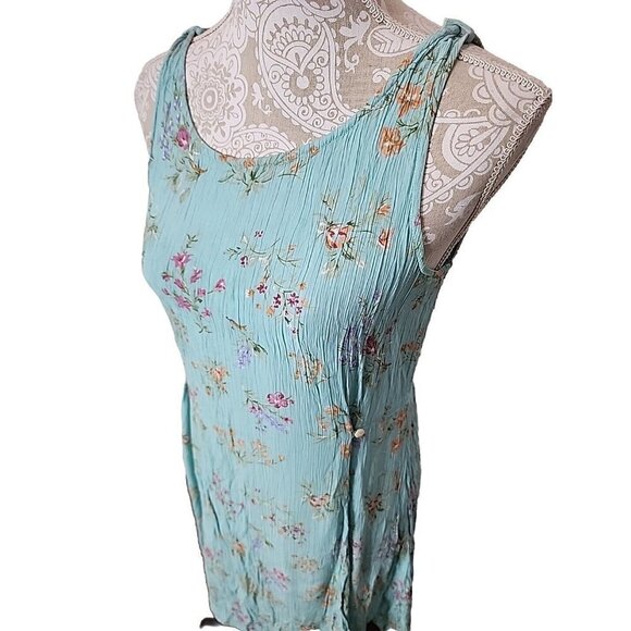 Eddie Bauer ladies green floral Tank pullover sleeveless Mini dress Womens Small - Picture 2 of 6